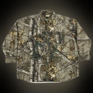Hobbs Creek Real Tree Camoflauge Button Down Hunting Shirt Size 3XL EUC